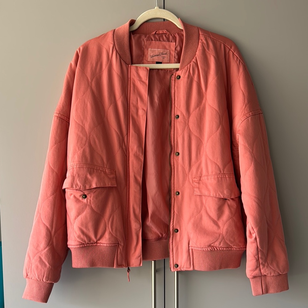 Universal Thread Orange Bomber Jacket With Stand-… - image 1